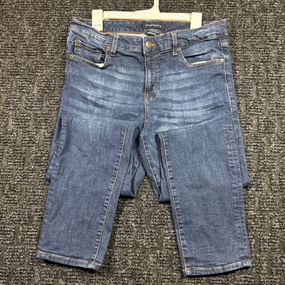 Aeropostale Mid Rise Skinny Jeans Dark Wash Denim Blue F93
